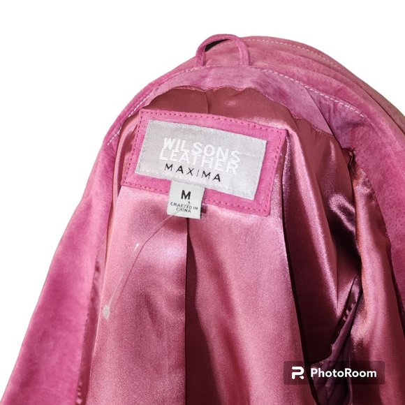 #064. EUC Pink Suede Leather Maxima Button Blazer-Wilsons Leather Leather - Picture 6 of 6